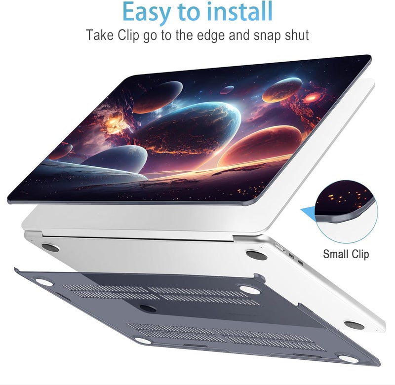 Mektron Designed for 2025/2024/2023 MacBook Air 15 INCH M4 A3241 /M3 A3114 /M2 A2941 Case, Printed Plastic Hard Shell Cover with 15.3" Liquid Retina Display Touch ID, Planets - Image 5
